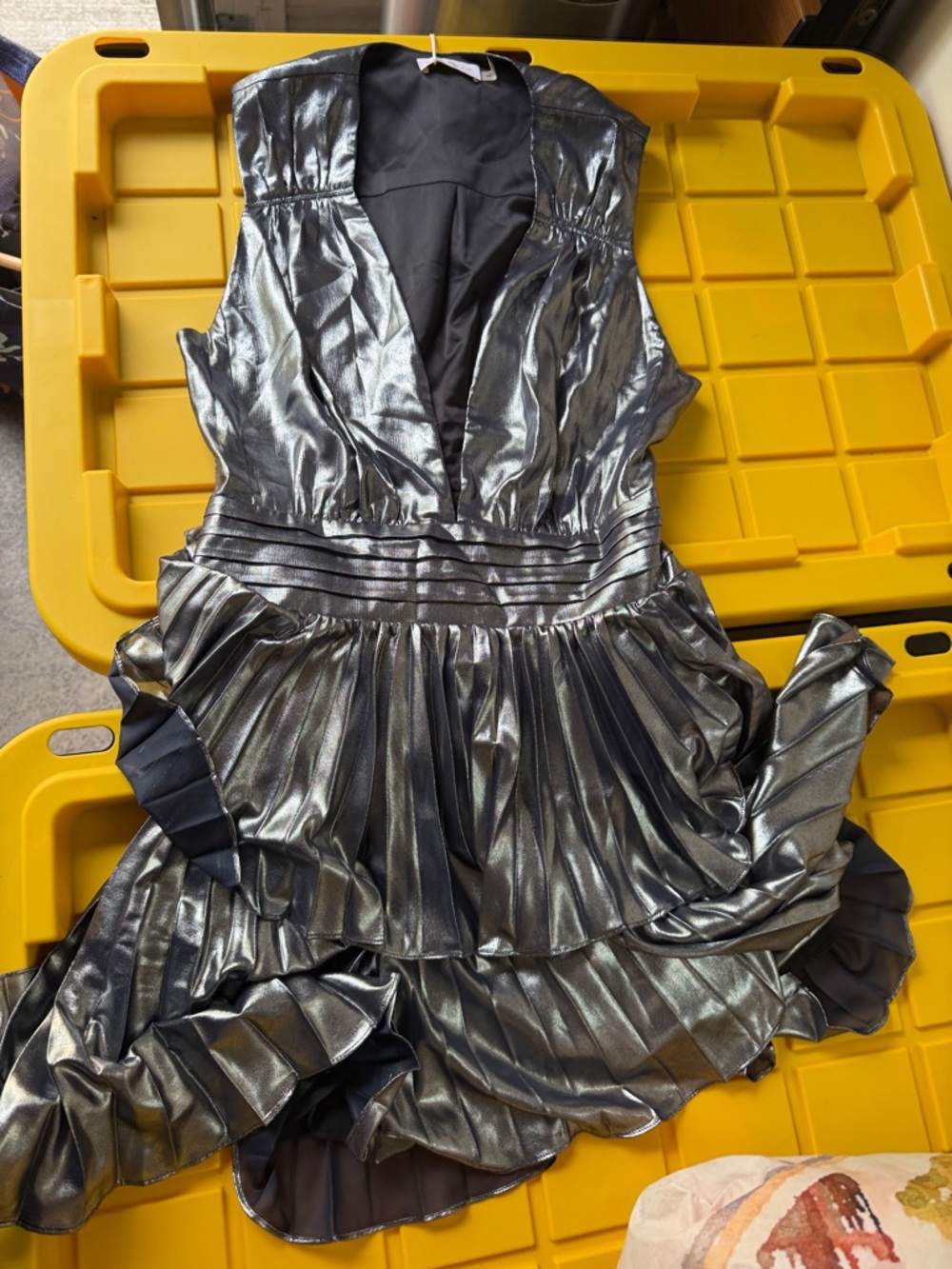 Ramy Brook Metallic Silver Asymmetrical Dress